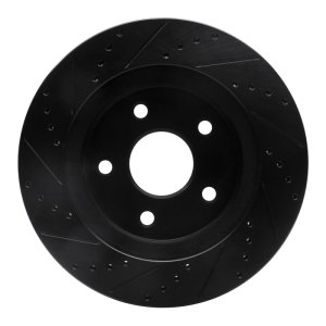 Jeep J8 Brake Rotor (1) - Front Right - R1 Concepts - Drilled & Slotted - Black - `08-`12